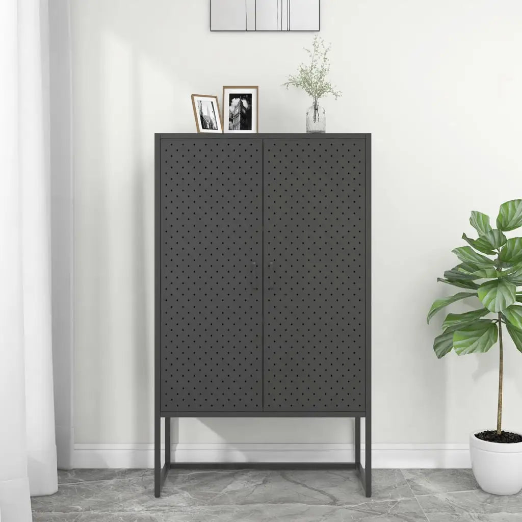 vidaXL Storage Cabinet Sideboard Cabinet for Entryway Bedroom Office Steel - Anthracite - Furniture > Cabinets &