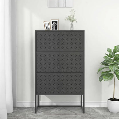 vidaXL Storage Cabinet Sideboard Cabinet for Entryway Bedroom Office Steel - Anthracite / 31.5’’ x 13.8’’ x 53.1’’