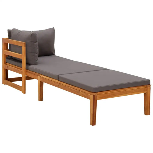 vidaXL Sun Lounger with 1 Armrest Dark Gray Solid Acacia Wood - Sun Lounger