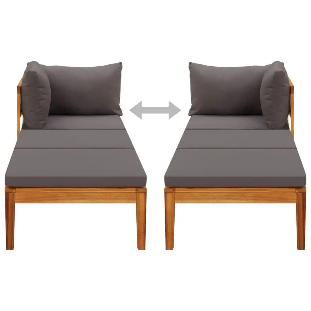 vidaXL Sun Lounger with 1 Armrest Dark Gray Solid Acacia Wood - Sun Lounger