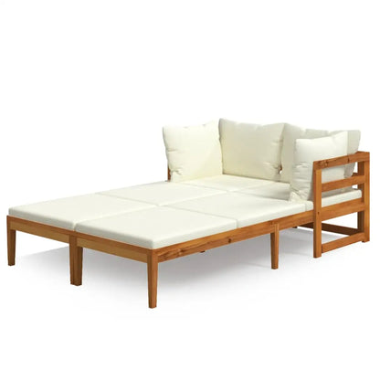 vidaXL Sun Loungers with Cream White Cushions 2 pcs Acacia Wood - Loungers