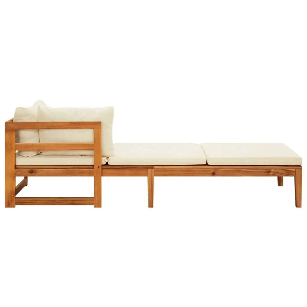 vidaXL Sun Loungers with Cream White Cushions 2 pcs Acacia Wood - Loungers