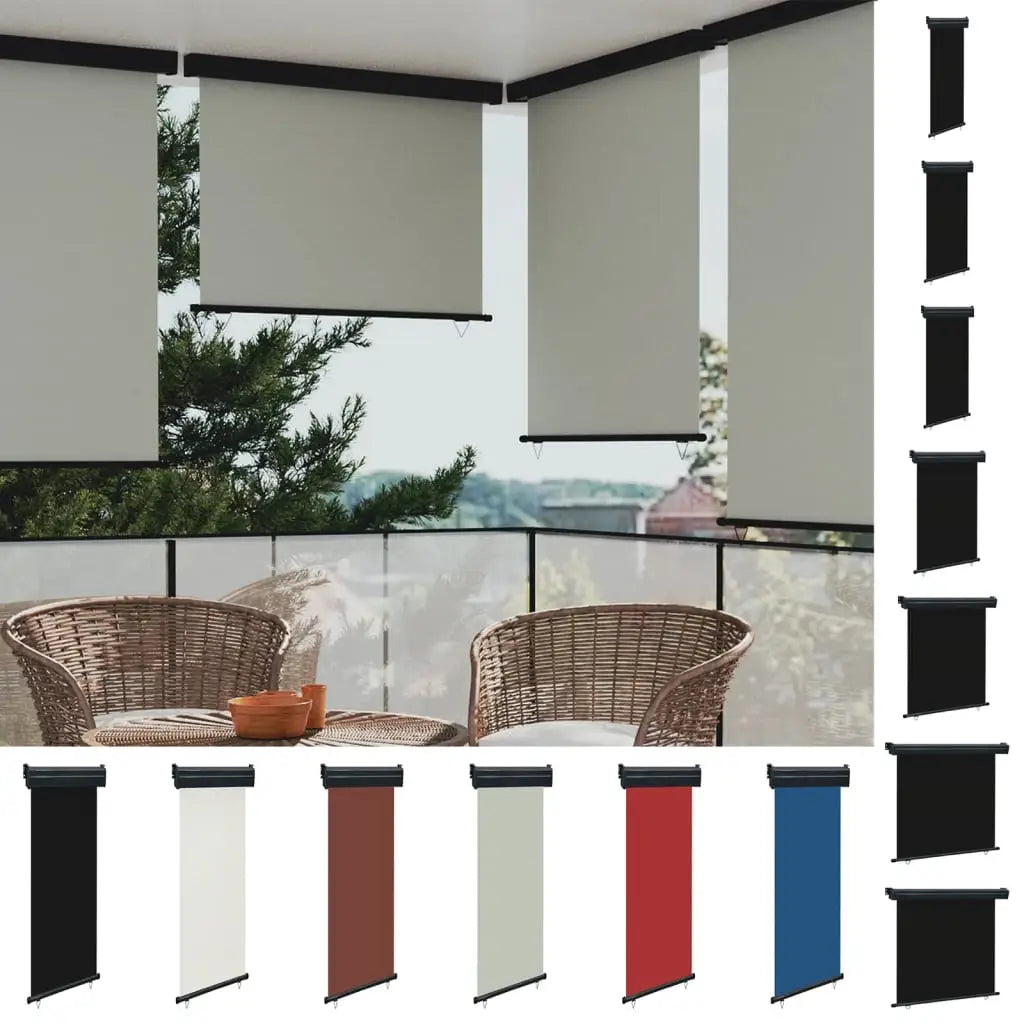 vidaXL Sun Screen Retractable Awning Outdoor Privacy Screen for Deck Balcony - Black / 39.4’’ x 98.4’’ - Awning
