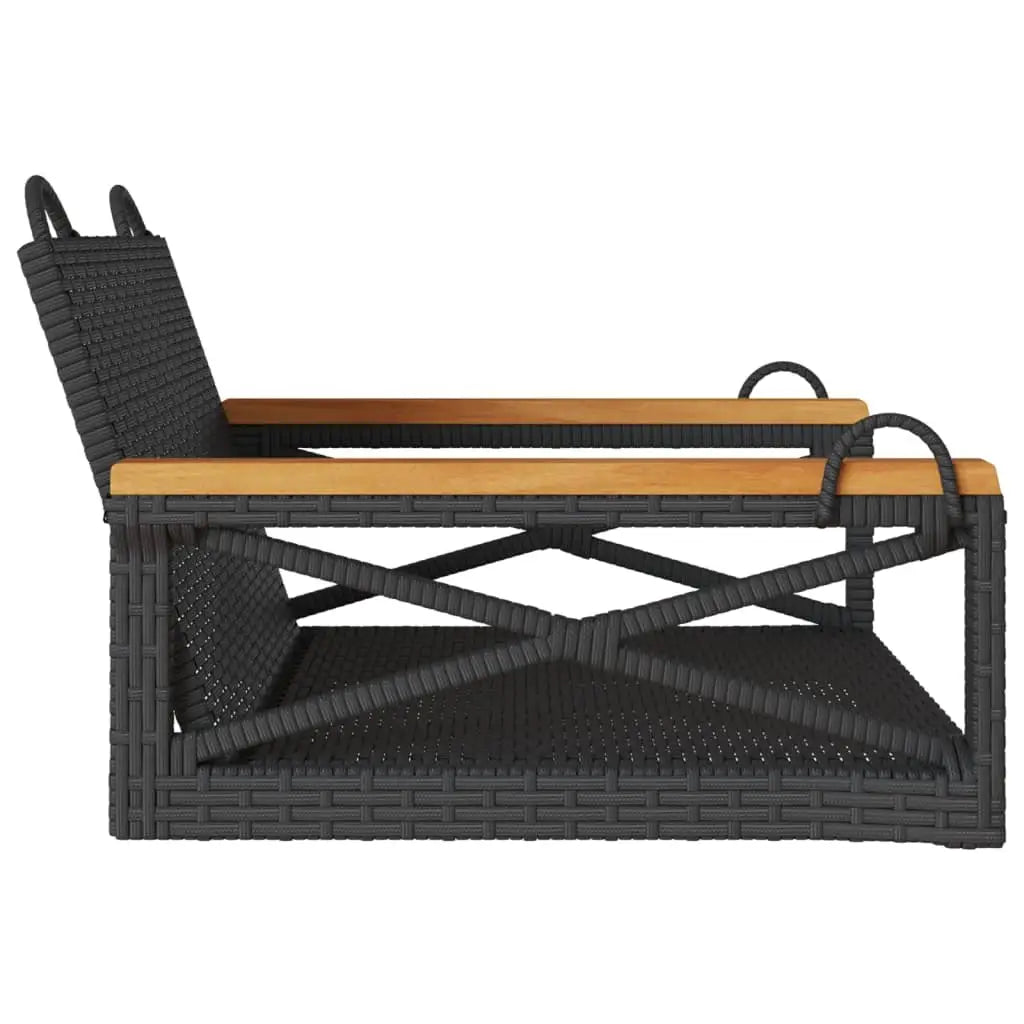 vidaXL Swing Bench Black 24.8’’x24.4’’x15.7’’ Poly Rattan - Swing Bench