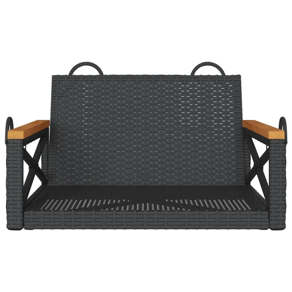 vidaXL Swing Bench Black 24.8’’x24.4’’x15.7’’ Poly Rattan - Swing Bench