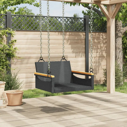 vidaXL Swing Bench Black 24.8’’x24.4’’x15.7’’ Poly Rattan - Swing Bench