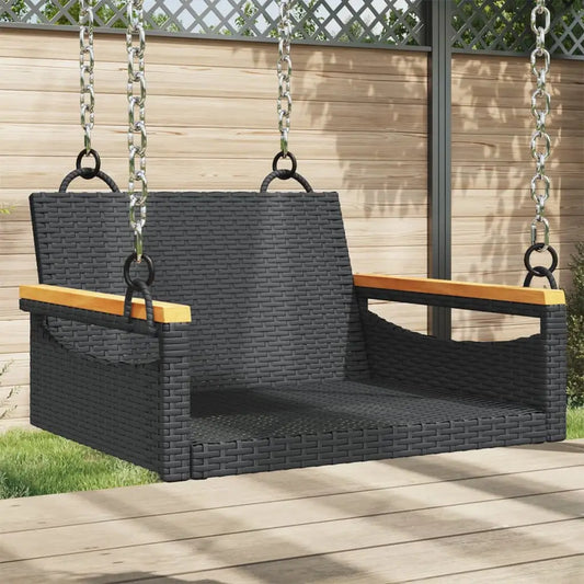 vidaXL Swing Bench Black 24.8’’x24.4’’x15.7’’ Poly Rattan - Swing Bench