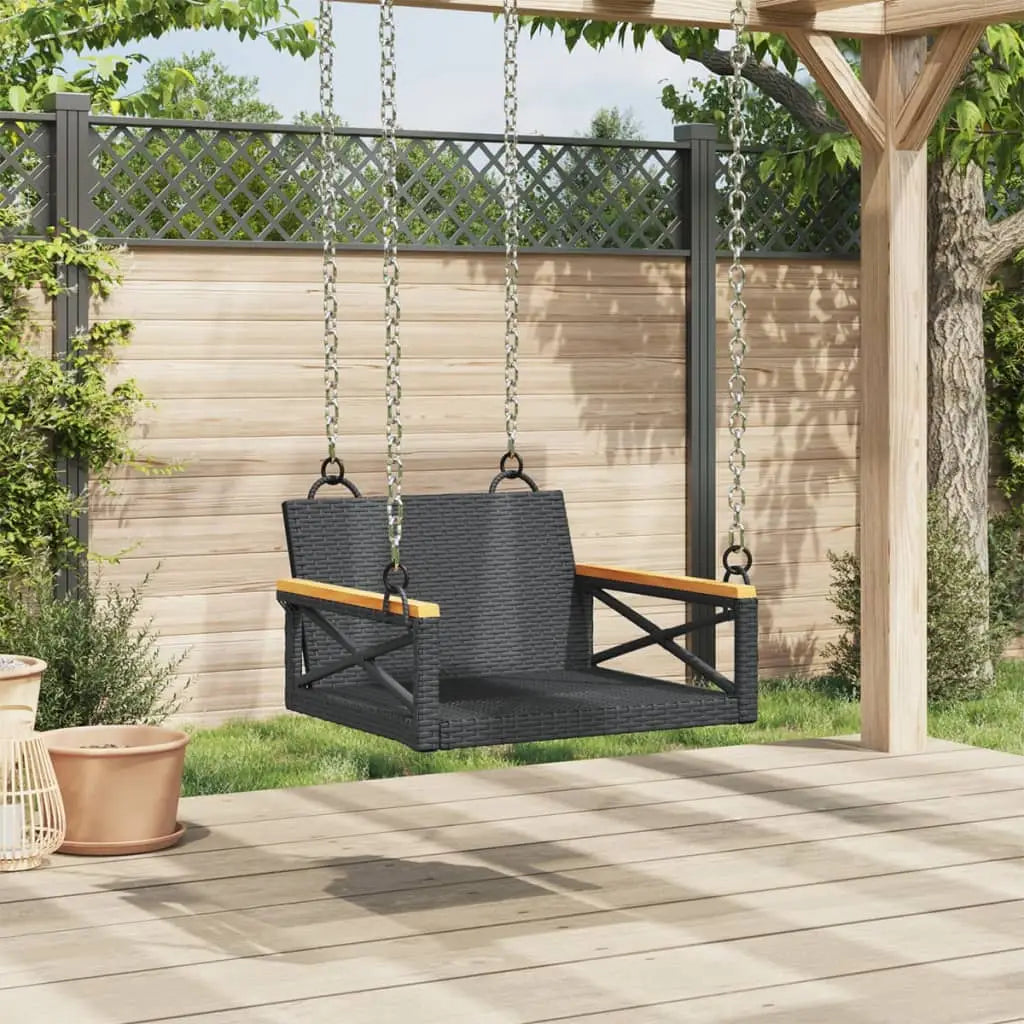 vidaXL Swing Bench Black 24.8’’x24.4’’x15.7’’ Poly Rattan - Swing Bench