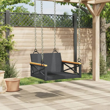 vidaXL Swing Bench Black 24.8’’x24.4’’x15.7’’ Poly Rattan - Swing Bench