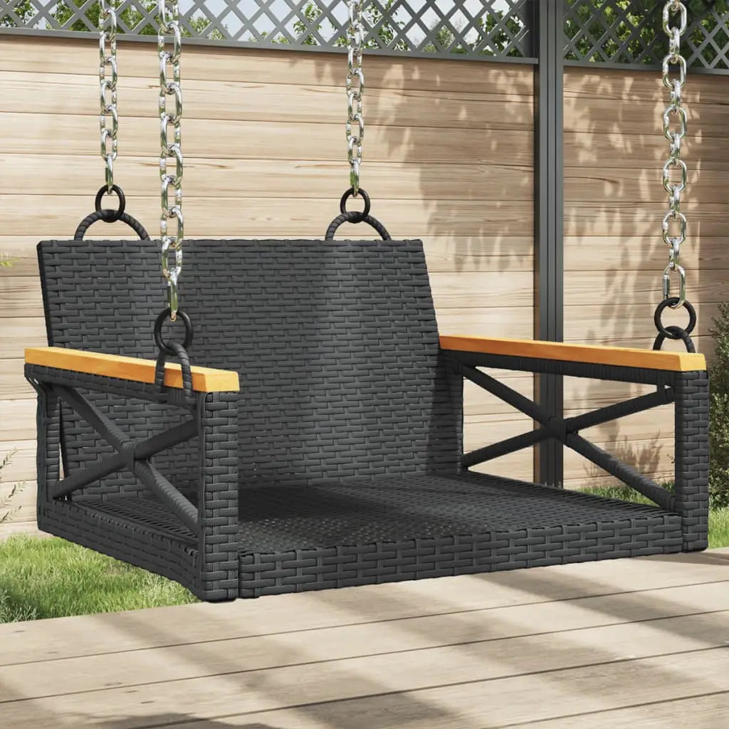 vidaXL Swing Bench Black 24.8’’x24.4’’x15.7’’ Poly Rattan - Swing Bench