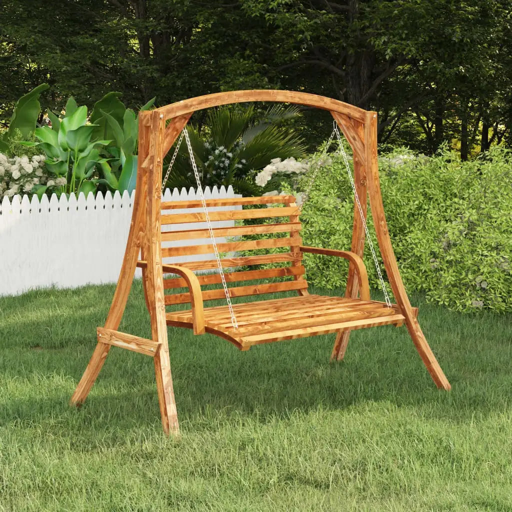 vidaXL Swing Bench Solid Wood Bent with Teak Finish 49.6’’x24.8’’x36.2’’ - Swing Bench