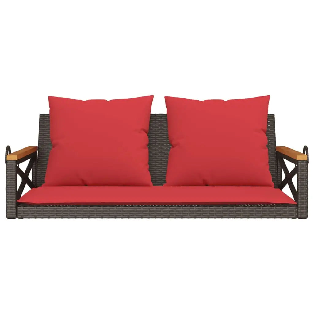 vidaXL Swing Bench with Cushions Hammock Chair Poly Rattan Brown/Gray/Black - Swing Bench