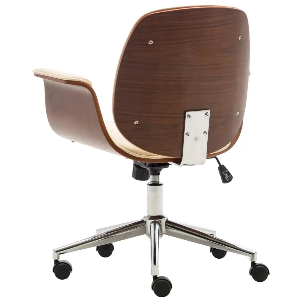 vidaXL Swivel Arm Chair Ergonomic Office Chair Bent Wood and Faux Leather - Furniture > Office Furniture > Office Chairs
