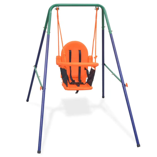 vidaXL Toddler Swing Set with Safety Harness Orange - Swing Set