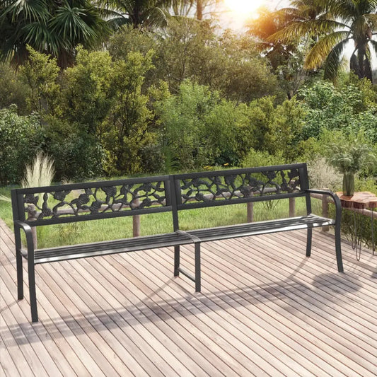 vidaXL Twin Patio Bench 96.9’’ Black Steel - Outdoor Bench