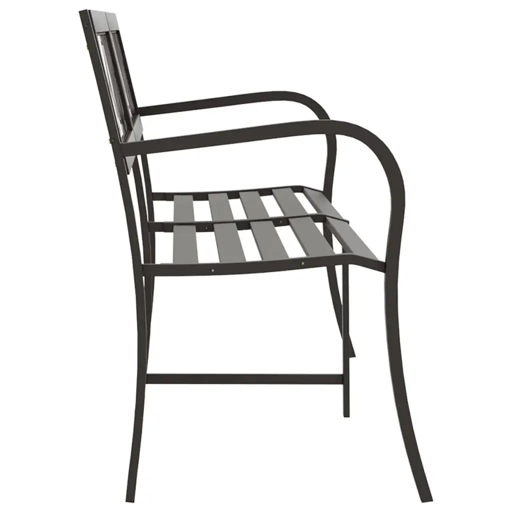 vidaXL Twin Patio Bench 96.9’’ Black Steel - Outdoor Bench