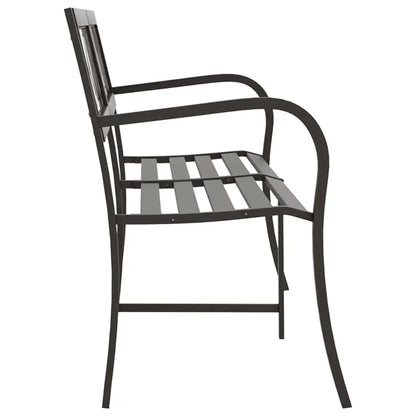vidaXL Twin Patio Bench 96.9’’ Black Steel - Outdoor Bench