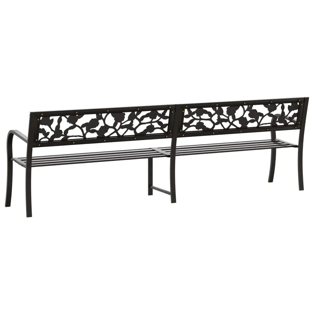 vidaXL Twin Patio Bench 96.9’’ Black Steel - Outdoor Bench