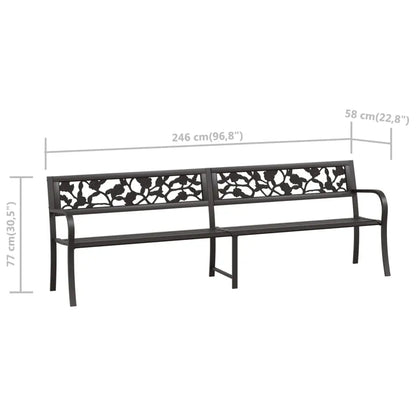 vidaXL Twin Patio Bench 96.9’’ Black Steel - Outdoor Bench