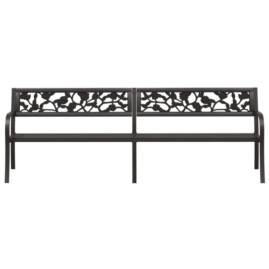 vidaXL Twin Patio Bench 96.9’’ Black Steel - Outdoor Bench