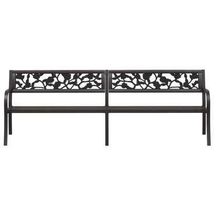 vidaXL Twin Patio Bench 96.9’’ Black Steel - Outdoor Bench
