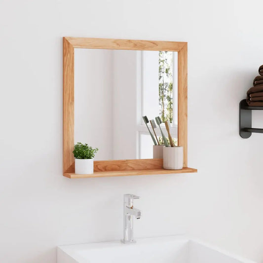 vidaXL Wall Mirror 21.7’’x21.7’’ Solid Wood Walnut - Wall Mirror