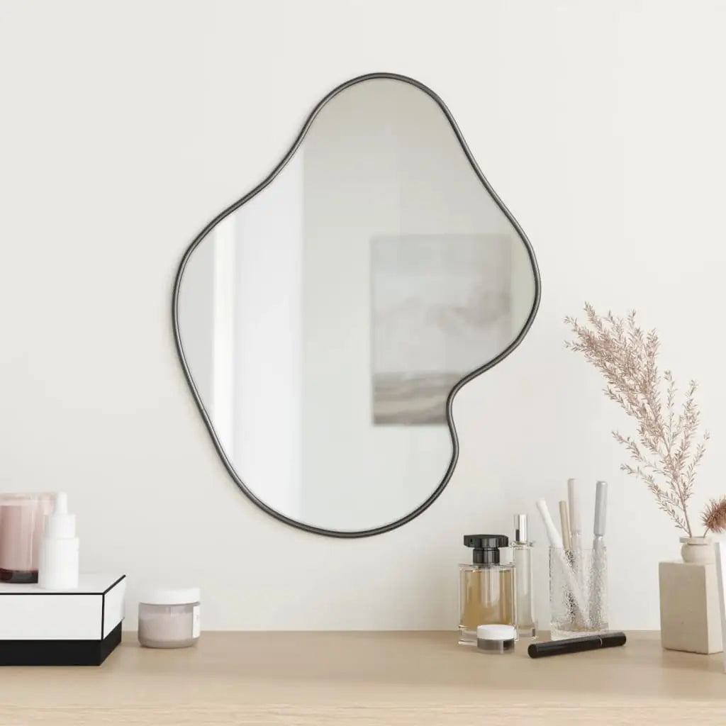 vidaXL Wall Mirror Decorative Hanging Vanity Mirror for Bathroom Living Room - Black / 19.7’’ x 15.7’’/ 1 pcs - Home &