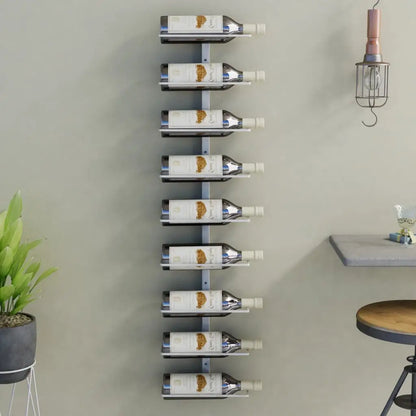 vidaXL Wall Wine Rack Wall Mounted Bottle Holder Storage Organizer for Pantry - White / 1 piece/ 9 bottle - Furniture >