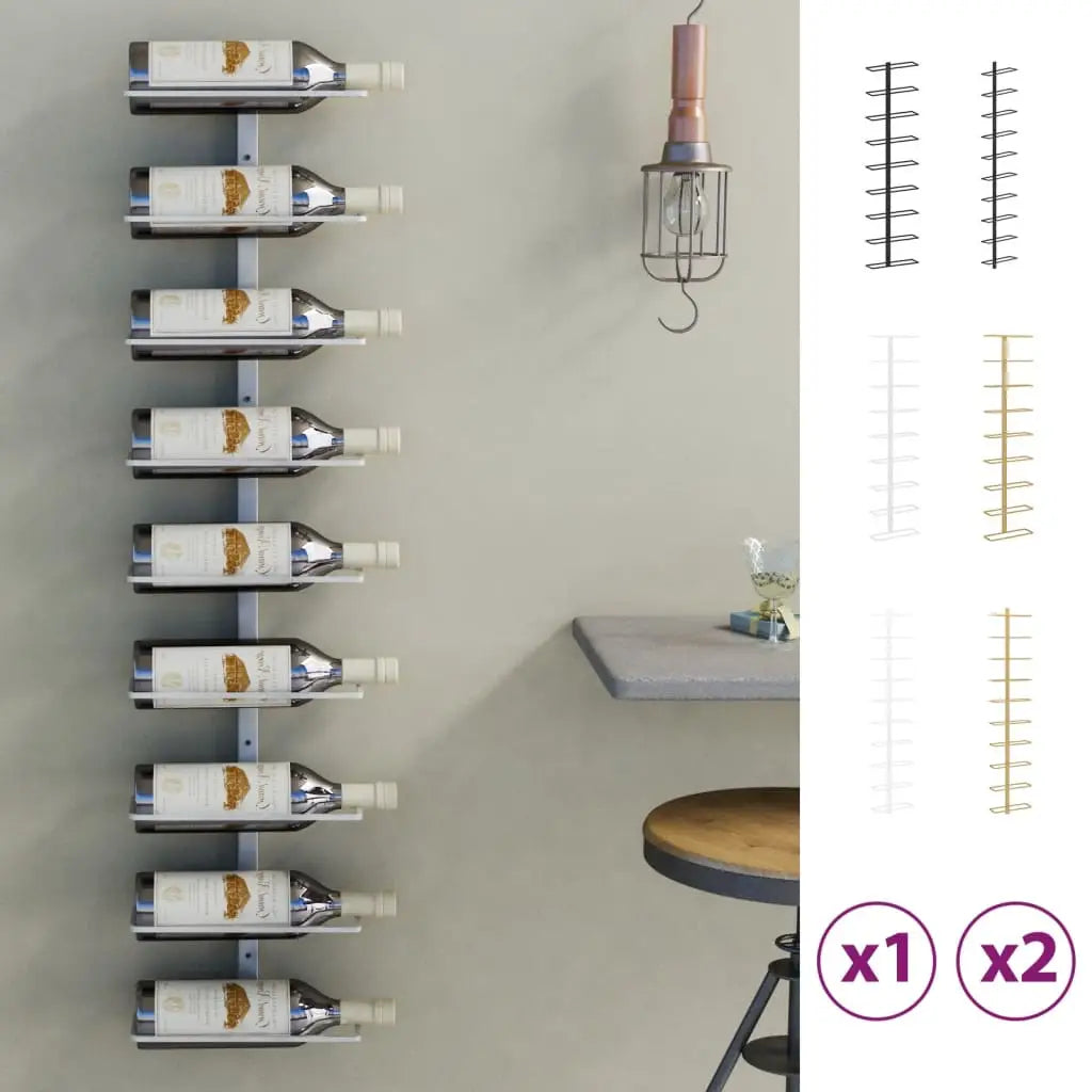vidaXL Wall Wine Rack Wall Mounted Bottle Holder Storage Organizer for Pantry - Black / 2 piece/ 9 bottle - Furniture >