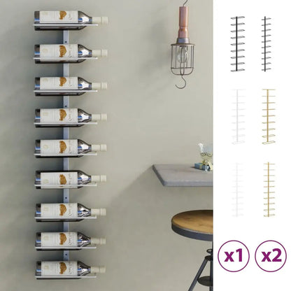 vidaXL Wall Wine Rack Wall Mounted Bottle Holder Storage Organizer for Pantry - Black / 2 piece/ 9 bottle - Furniture >