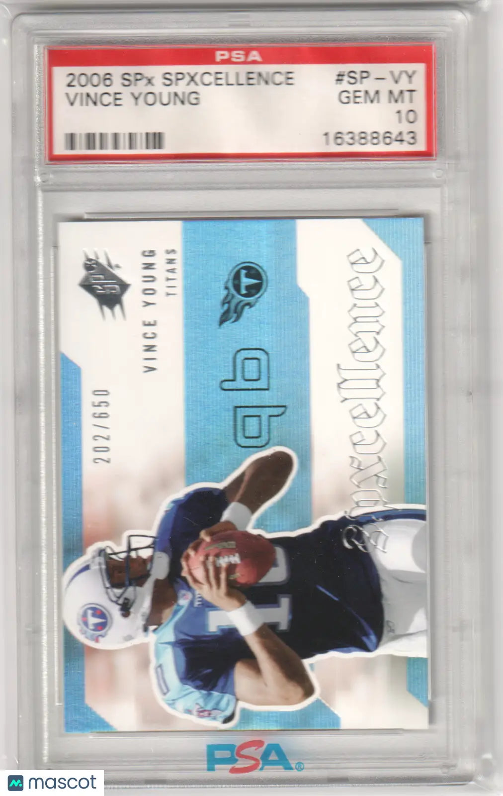 Vince Young 2006 Upper Deck SPX Spxcellence football card Columbia Hobby PSA 10