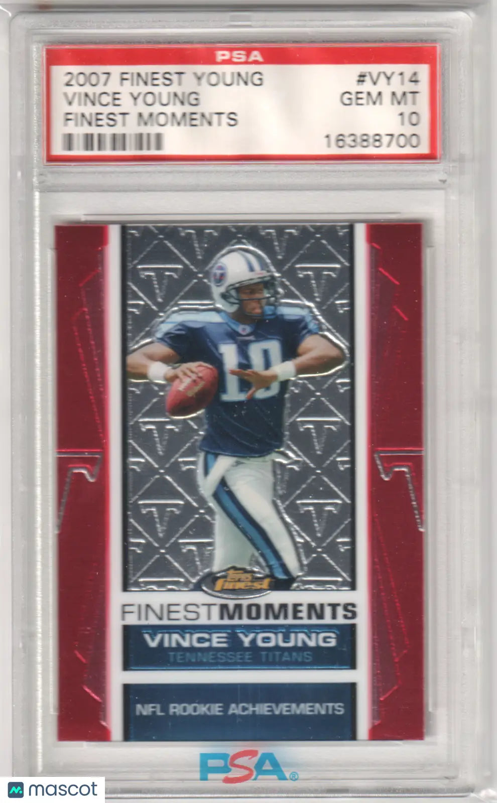 Vince Young 2007 Topps Finest football card graded PSA GEM MT 10 from Columbia Hobby