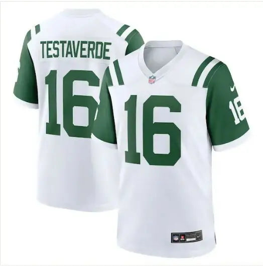 White and green Vinny Testaverde New York Jets Nike classic jersey with number 16