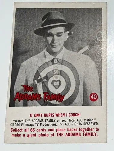Vintage 1964 Donruss Addams Family Trading Card #40 It Only Hurts When I Cough!