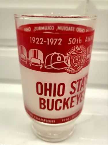 Vintage 1972 Ohio State Championship Souvenir Drinking Glass featuring the Ohio State logo