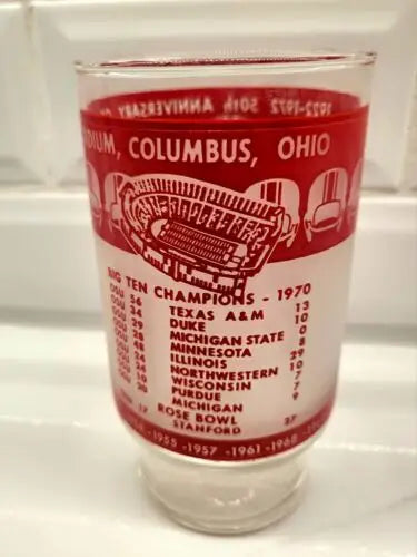 Vintage 1972 Ohio State Championship Souvenir Drinking Glass for collectors and fans