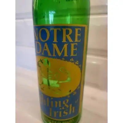 Green Notre Dame glass from Vintage 1973 7UP Bottle celebrating Notre Dame Fighting Irish