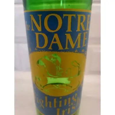 Green Notre Dame glass from Vintage 1973 7UP Bottle celebrating Notre Dame Fighting Irish