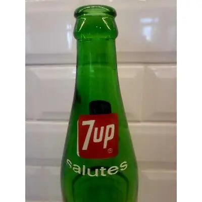 Green 7UP bottle from Vintage 1973 Notre Dame Fighting Irish Football commemorative