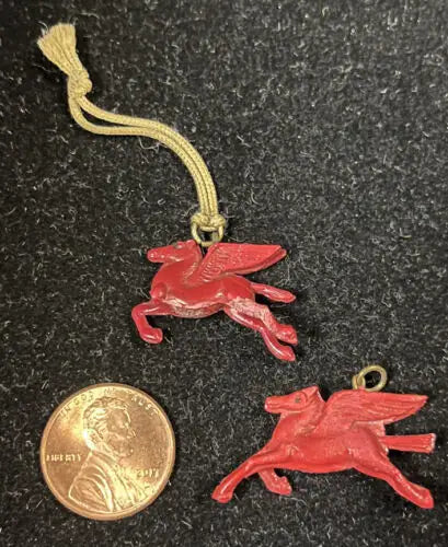 Vintage Celluloid Mobil Oil Red Pegasus Charms from Cracker Jack Toy Prize Lot