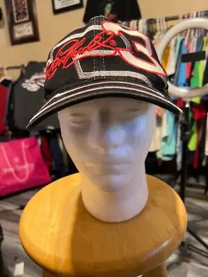 Black Dale Earnhardt baseball cap with red and white embroidered design, Vintage Nascar hat
