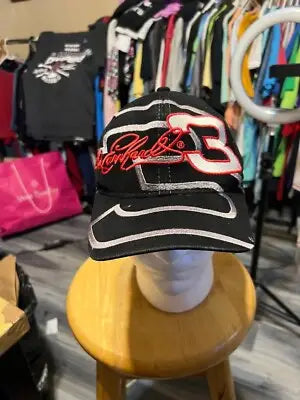 Black Dale Earnhardt #3 SnapBack Hat with red and silver embroidery