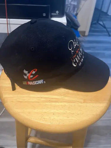 Black NASCAR baseball cap with red C logo from Vintage Dale Earnhardt 7 Time Champion Hat