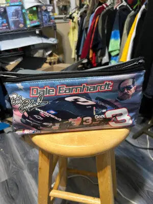 Vintage Dale Earnhardt lunch box featuring a collectible pencil case with Dale Earnhardt and his No 3 race car