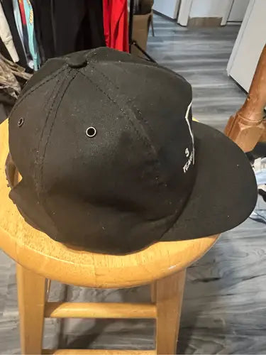 Black vintage Freeport Sulphur snapback hat with flat brim for stylish headwear