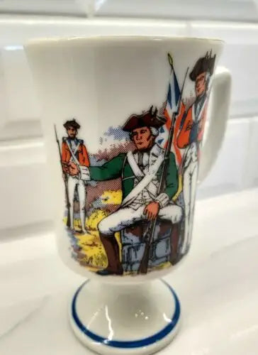 Patriotic Vintage Historic Red Coats Revolutionary War Pedestal Mug for coffee or tea