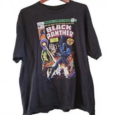Black Panther comic book graphic T-shirt in vintage Marvel style, size 2X