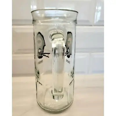 Clear glass pitcher with handle featuring Vintage NFL Chicago Bears design