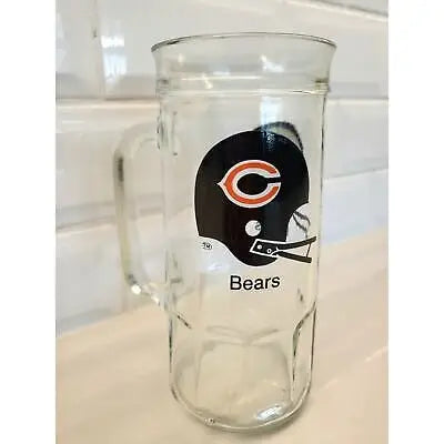 Clear glass Chicago Bears mug from Vintage NFL Chicago collection for beer enthusiasts