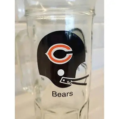 Vintage NFL Chicago Bears glass mug featuring Fisher Peanuts #40 football design